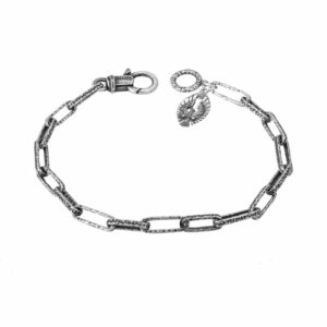 bracciale catena martellata fenice uomo gioielli argento ellius