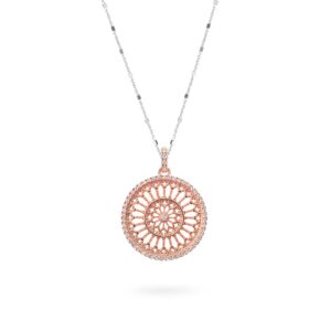 Collana Rosone Duomo L'Aquila Rosé gioiello argento