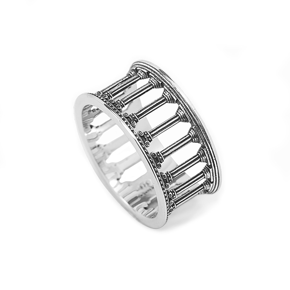 anello tempio romano uomo argento