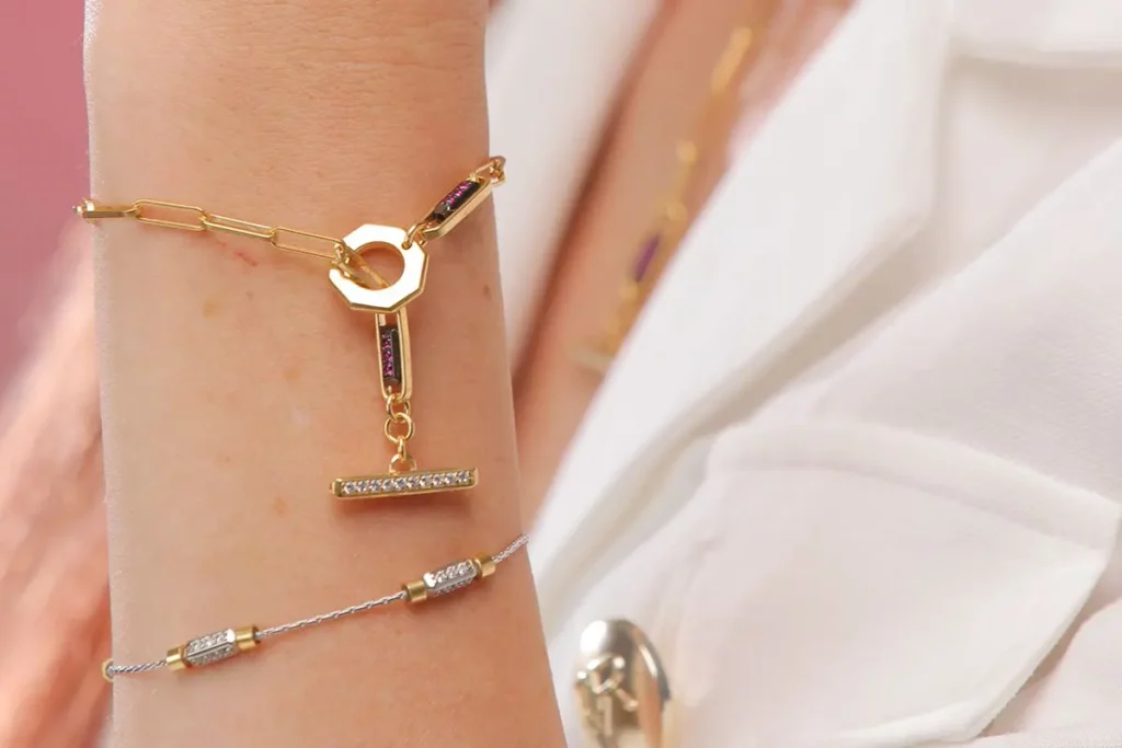 Bracciale T-BAR con pietre per donna