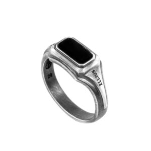 Anello Gemma argento pietra rettangolare uomo