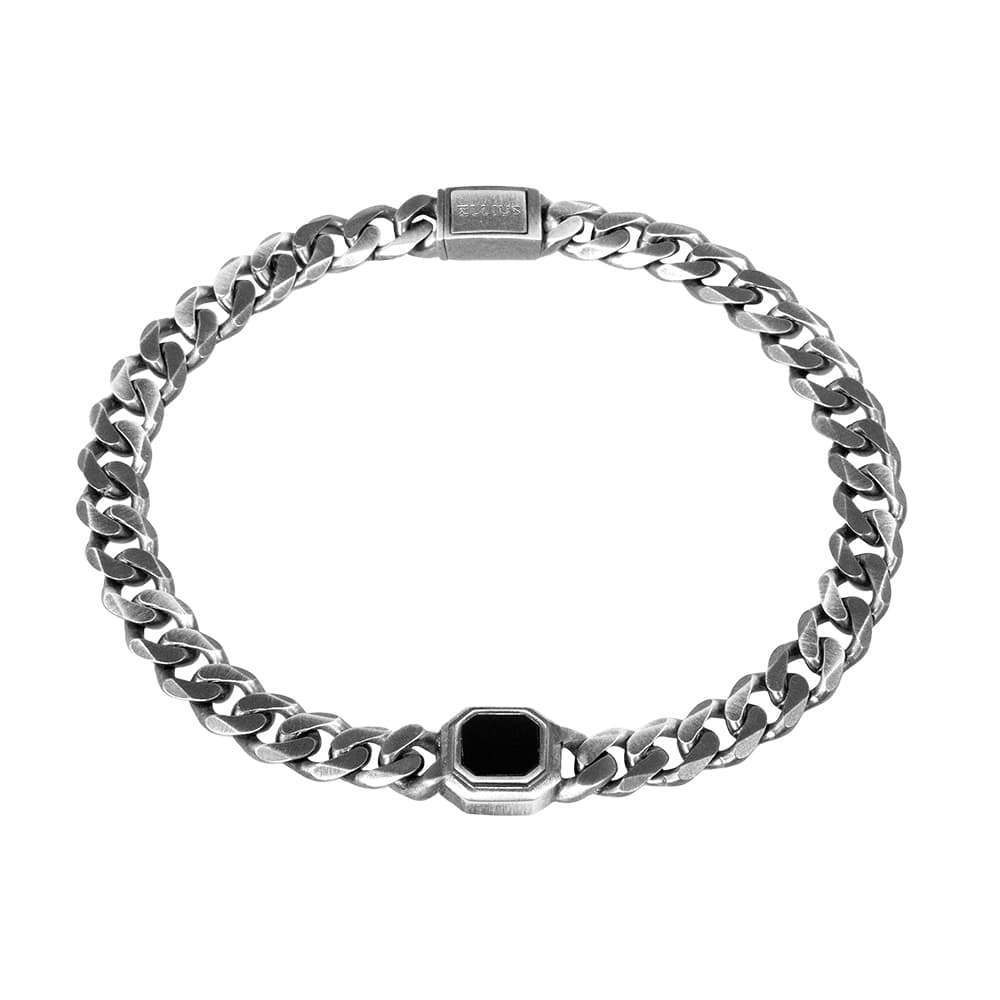 Bracciale Gemma argento pietra quadrata uomo