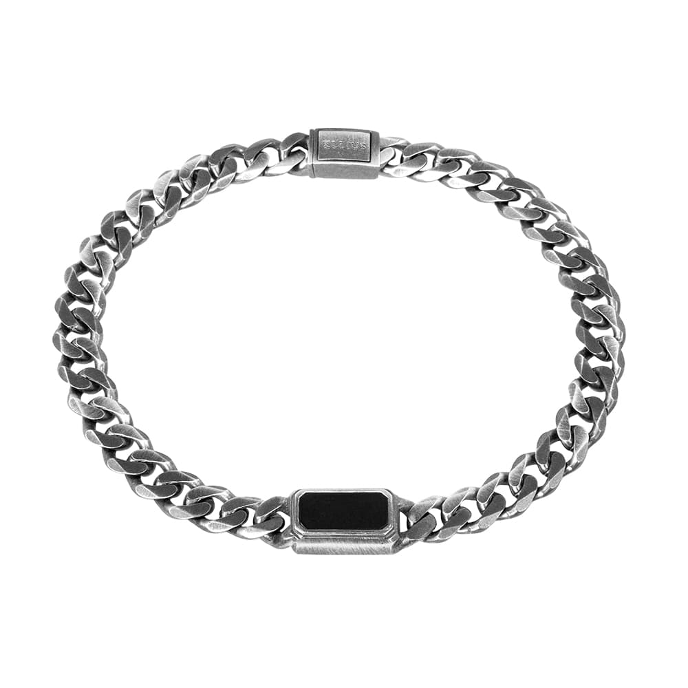 Bracciale Gemma argento pietra rettangolare uomo