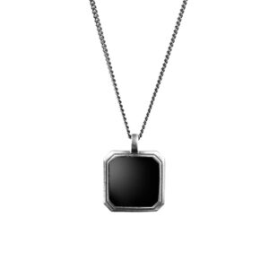 Collana Gemma argento pietra quadrata uomo particolare