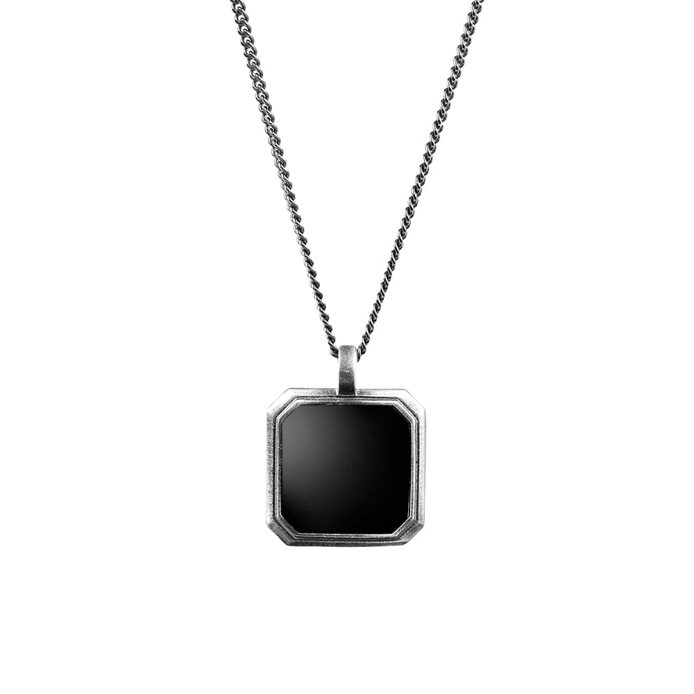 Collana Gemma argento pietra quadrata uomo particolare