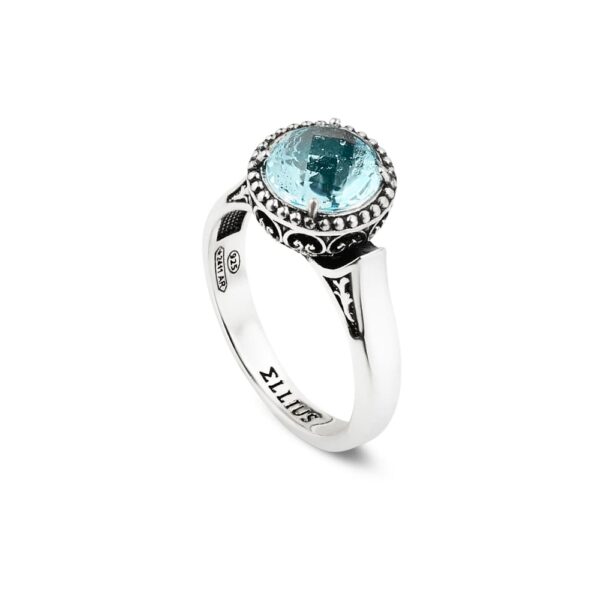 Anello Agnese Seicento barocco pietra celeste donna in argento