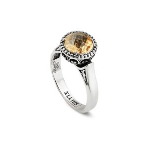 Anello Agnese Seicento barocco pietra gialla donna in argento