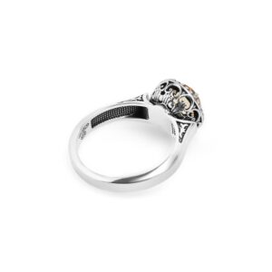 Anello Agnese Seicento barocco pietra gialla donna in argento retro