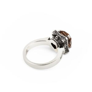 Anello Capitello pietra fume donna in argento