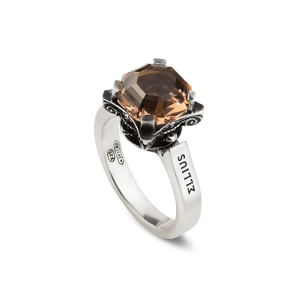 Anello Capitello pietra fume donna in argento