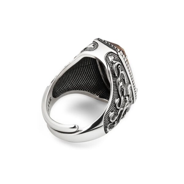 Anello Estasi Seicento barocco pietra fume donna in argento retro