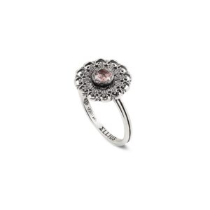 Anello Floreale Seicento pietra viola donna in argento