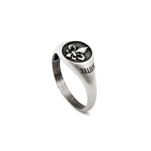 Anello Giglio Firenze in argento satinato per uomo