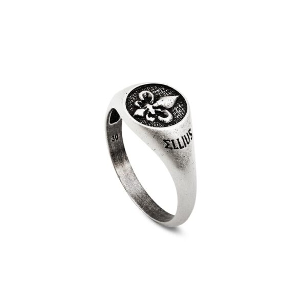 Anello Giglio Firenze in argento satinato per uomo