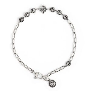 Bracciale Caravaggio con giglio pietre nere uomo barocco in argento retro