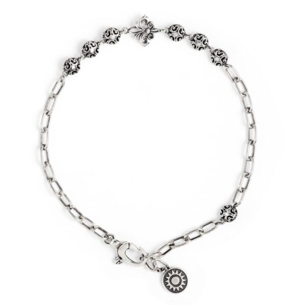 Bracciale Caravaggio con giglio pietre nere uomo barocco in argento retro