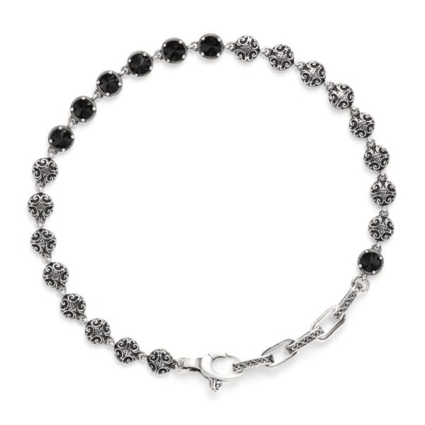 Bracciale Caravaggio con pietre nere uomo in argento