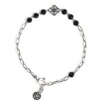 Bracciale Caravaggio con ricciolo pietre nere uomo barocco in argento