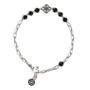 Bracciale Caravaggio con ricciolo pietre nere uomo barocco in argento