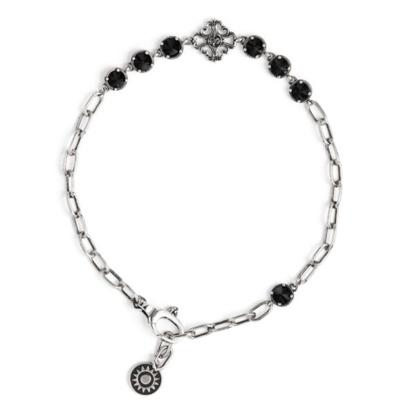 Bracciale Caravaggio con ricciolo pietre nere uomo barocco in argento