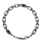 Bracciale Caravaggio grande pietre nere uomo in argento