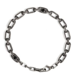 Bracciale Caravaggio grande pietre nere uomo in argento
