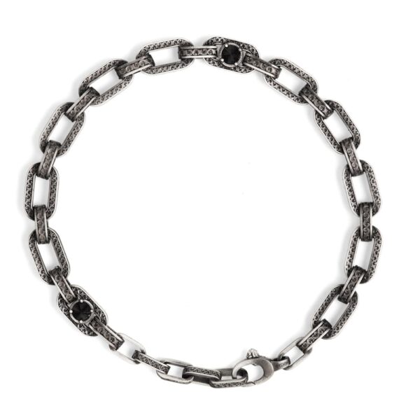 Bracciale Caravaggio grande pietre nere uomo in argento