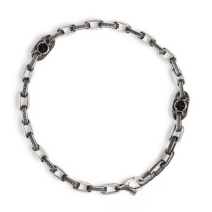Bracciale Caravaggio piccolo pietre nere uomo in argento