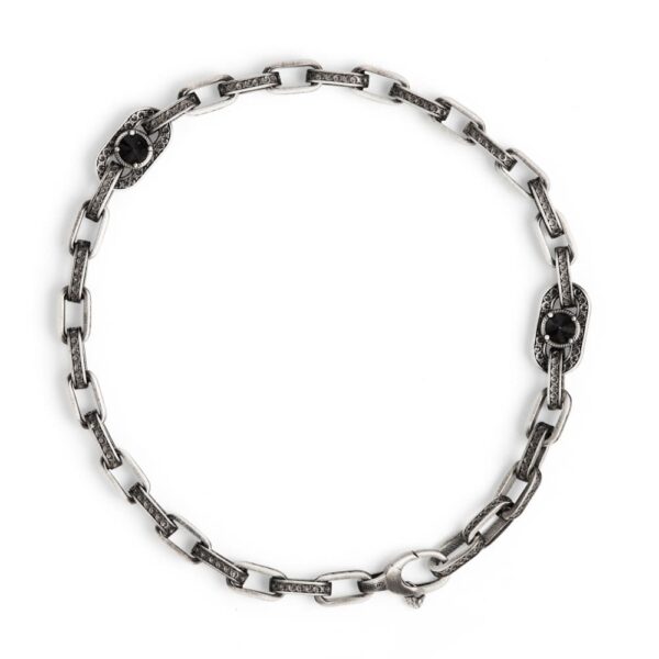 Bracciale Caravaggio piccolo pietre nere uomo in argento