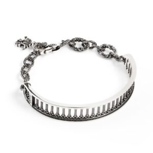 Bracciale Colonna RIgido con catena in argento