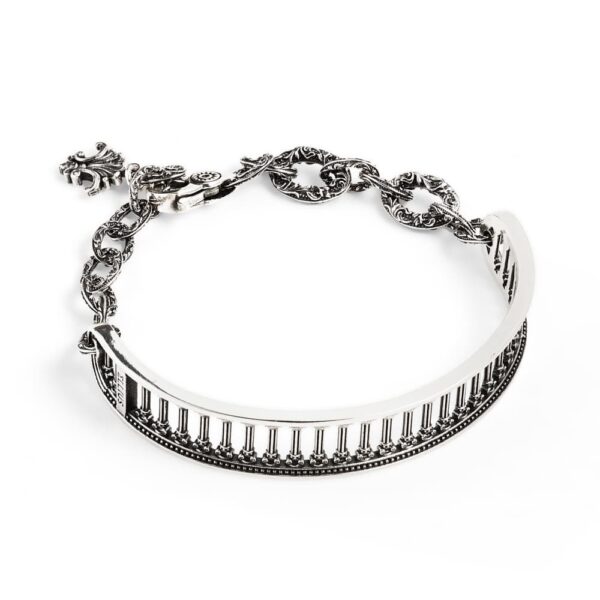 Bracciale Colonna RIgido con catena in argento