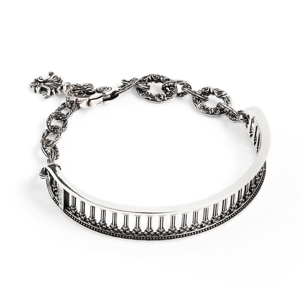Bracciale Colonna RIgido con catena in argento