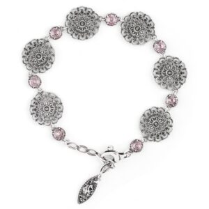 Bracciale Floreale Seicento pietre viola donna in argento