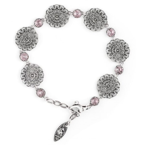 Bracciale Floreale Seicento pietre viola donna in argento