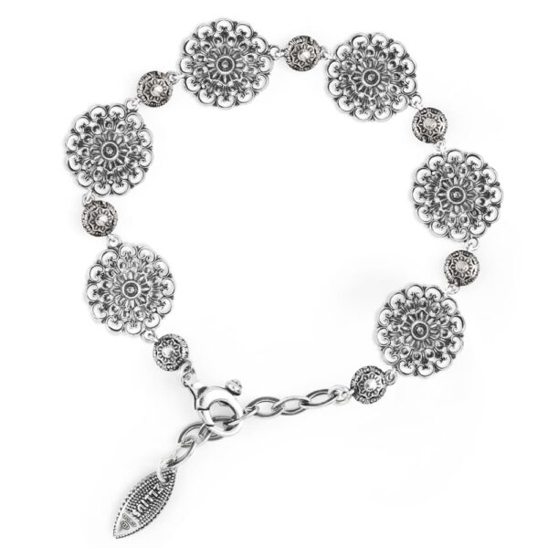 Bracciale Floreale Seicento pietre viola donna in argento retro