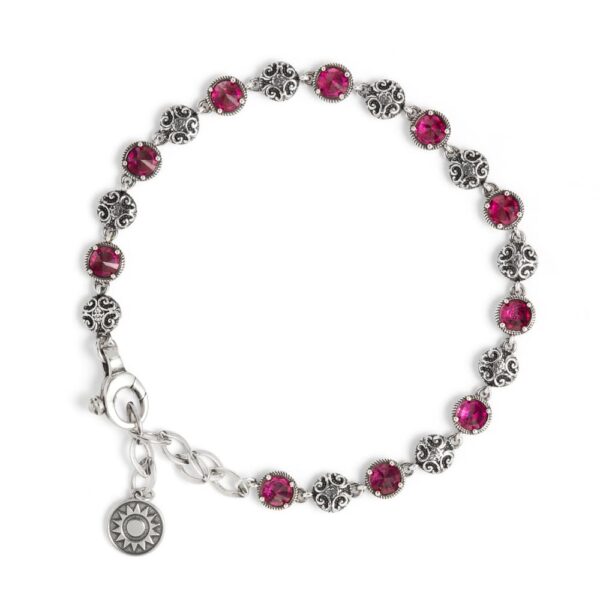 Bracciale Fregio con pietre pietre ruby donna barocco in argento
