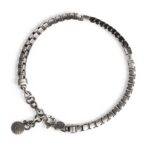 Tennis Vulcan large black stones men's silver bracelet