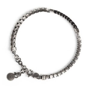 Bracciale Tennis Vulcano grande pietre nere uomo in argento
