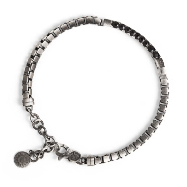 Bracciale Tennis Vulcano grande pietre nere uomo in argento