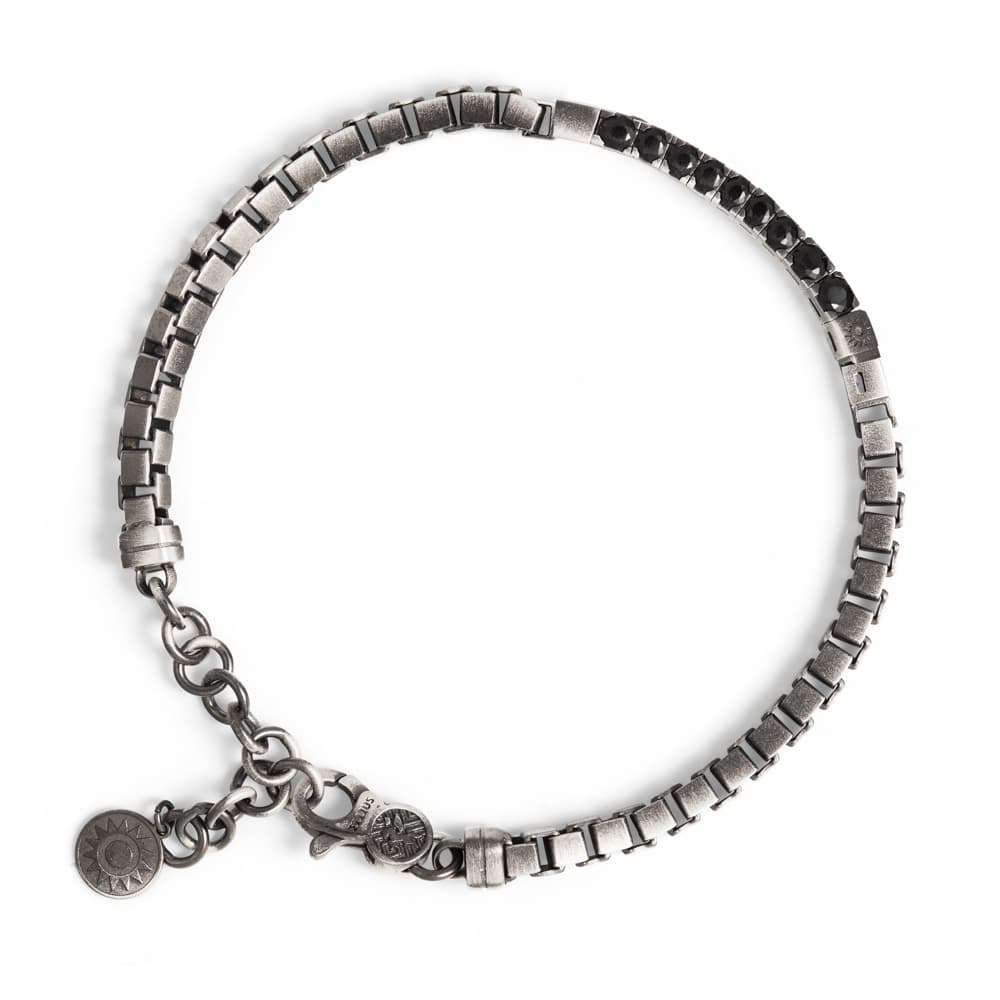Bracciale Tennis Vulcano grande pietre nere uomo in argento