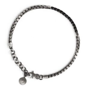 Bracciale Tennis Vulcano piccolo pietre nere uomo in argento