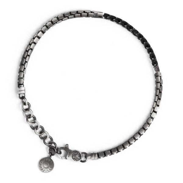 Bracciale Tennis Vulcano piccolo pietre nere uomo in argento