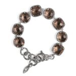 Voluta bracelet with fume briolette baroque silver stones