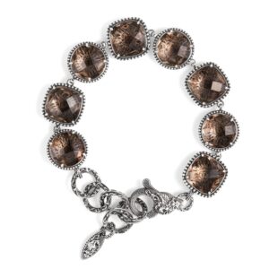 Bracciale Voluta con pietre fume briolette barocco in argento