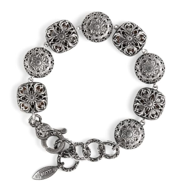 Bracciale Voluta con pietre fume briolette barocco in argento retro