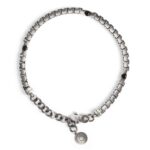 Men's silver Vulcan mesh large black stones bracelet