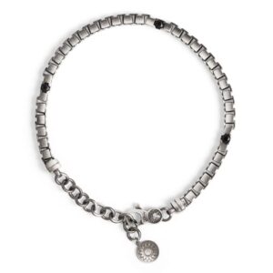 Bracciale Vulcano Maglie grandi pietre nere uomo in argento