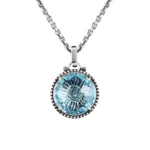 Collana Agnese Seicento ciondolo grande pietra celeste barocco donna in argento