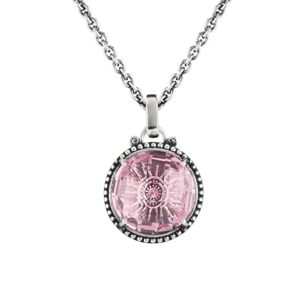 Collana Agnese Seicento ciondolo grande pietra viola barocco donna in argento