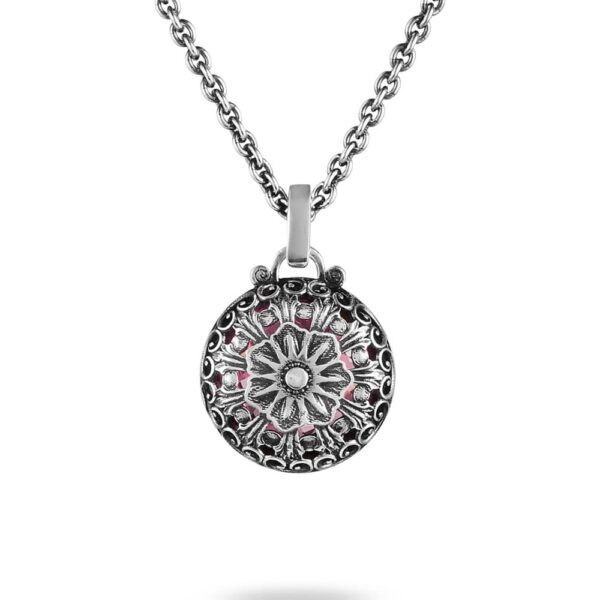 Collana Agnese Seicento ciondolo grande pietra viola barocco donna in argento retro